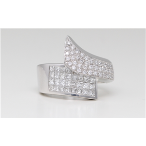 18K White Gold Princess Pave Diamond Wedding Ring (1.45 Ct G Vs Clarity)