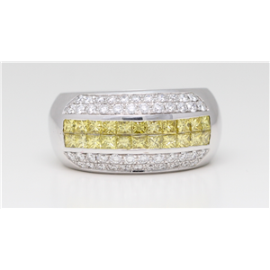 18k Gold Round Diamond Double row set wedding with pave set sides (Yellow (Irradiated) White Vs Clarity)