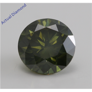 Round Cut Loose Diamond (2.13 Ct, Fancy Deep Olive Green (Color Irradiated), VS2) IGL Certified