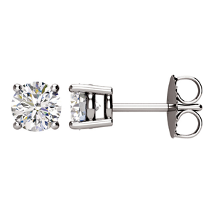 Round Diamond Stud Earrings 14K White Gold (1.02 ct Ct, H Color, SI2 Clarity)