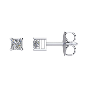 Princess Diamond Stud Earrings 14k White Gold (1.04 ct Ct, H Color, I1 Clarity)