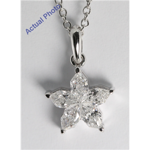 18k White Gold Invisible Setting Pear Cut Diamond Flower Pendant (0.89 Ct, G Color, I1 Clarity)