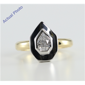 18k Platinum & Yellow Gold Pear Cut Bezel Solitaire Diamond Engagement Ring (0.51 Ct, H Color, VS2 Clarity)