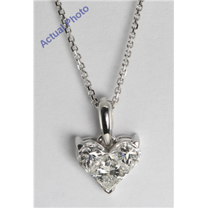 18k White Gold Three Stone Princess Cut Invisible Setting Diamond Heart Pendant (0.92 Ct, G Color, SI2 Clarity)