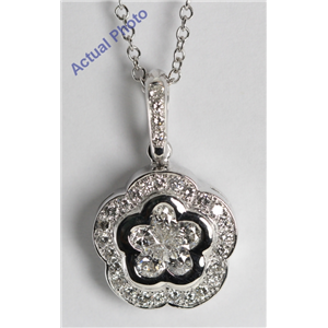 18k White Gold Invisible Setting Pear and Round Cut Diamond Flower Pendant (0.82 Ct, G Color, VS Clarity)