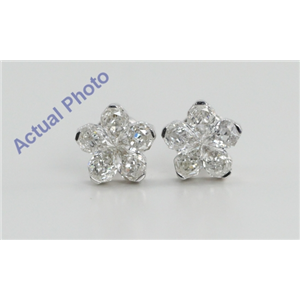 18k White Gold Invisible Setting Pear Cut Diamond Flower Earrings (2 Ct, H Color, SI1 Clarity)