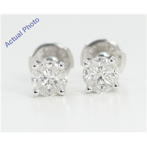 18k White Gold Invisible Setting Princess Cut Diamond Earrings (0.58 Ct, H Color, VS Clarity)