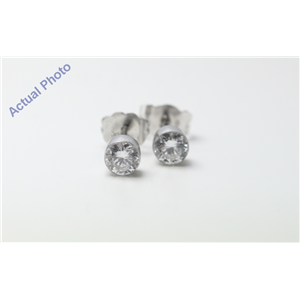 18k White-Gold Round Cut Invisible Setting Diamond Earrings (0.64 Ct, G Color, SI1 Clarity)