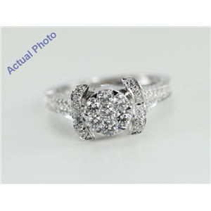 18k White Gold Invisible Setting Round Cut Diamond Engagement Ring (1.3 Ct, G Color, VS1 Clarity)