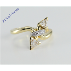 18k Yellow Gold Triangle and Round Cut Diamond Engagement Ring (0.56 Ct, I Color, VS Clarity)