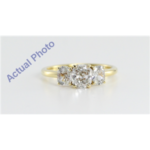 18k Yellow Gold Three Stone Radiant Cut Diamond Engagement Ring (1.15 Ct, H Color, VS Clarity)