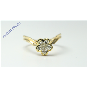 18k Yellow Gold Pear Cut Invisible setting Diamond Flower Ring (0.6 Ct, J Color, VS Clarity)