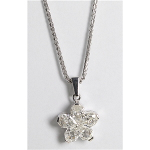 18k White Gold Invisible Setting Pear Cut Diamond Flower Pendant (1.12 Ct, G Color, SI Clarity)