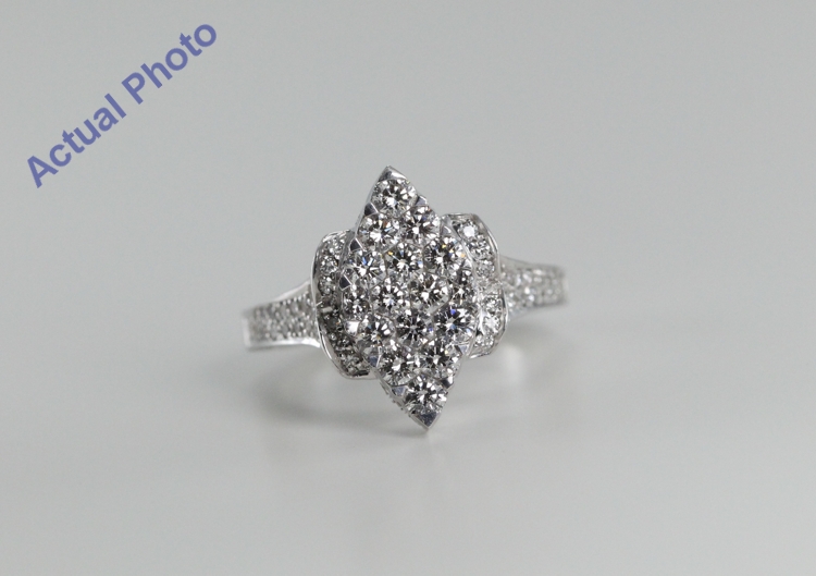 18k White Gold Invisible Setting Marquise Shaped Round Cut Diamond ...
