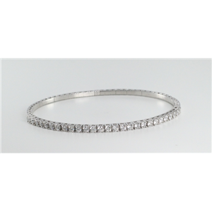 18k White Gold Round Cut Diamond Bangle Bracelet (1.59 Ct, G Color, VS Clarity)