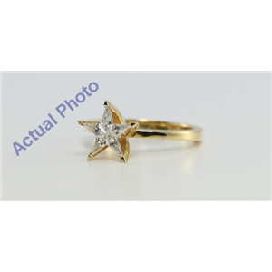 18k Yellow Gold Kite Cut Invisible Setting Multi Stone Star Shaped Diamond Solitaire Engagement Ring (0.39 Ct, G Color, VS Clarity)
