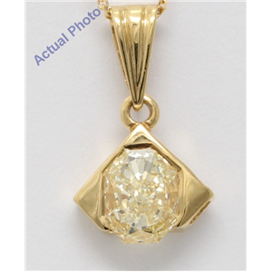18k Yellow Gold Radiant Diamond Vintage Prongs Setting Chain Link Pendant (0.54 Ct Yellow VS1 Clarity)
