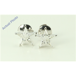 18k White Gold Kite Invisibly Set Five pointed pentangle star diamond earrings with alpha back(0.54ct, G, vs)