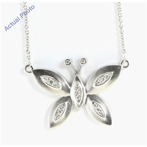 18k White Gold Round Cut Diamond Butterfly Pendant (0.12 Ct, G Color, si2 Clarity)