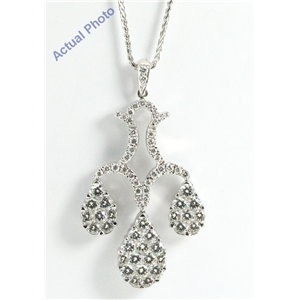 18k White Gold Round Cut Diamond Invisible Setting 3 Pear Shapes Pendant (2.45 Ct, G Color, vs Clarity)