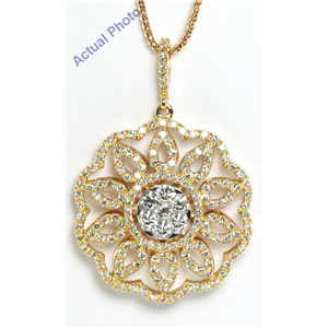 18k Rose and white gold Kite & Round Diamond Invisible Setting in a flower Pendant (1.58 Ct, G , vs )