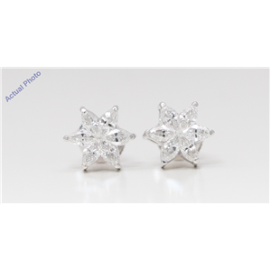 18k White Gold Marquise Diamond Multi-stone Invisibly Set Flower Shape Earrings (1.16 Ct G VS-SI1 Clarity)