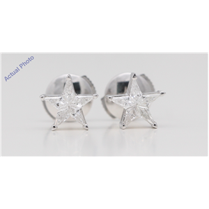 18k White Gold Kite Diamond Multi-Stone Set Star Shape Pentagram Studs (0.31 Ct G SI2 Clarity)