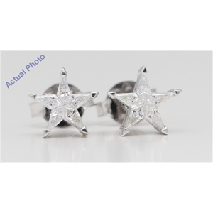 18k White Gold Kite Diamond Invisibly Set Multi-Stone Set Star Shape Pentagram Studs (0.26 Ct G VS Clarity)