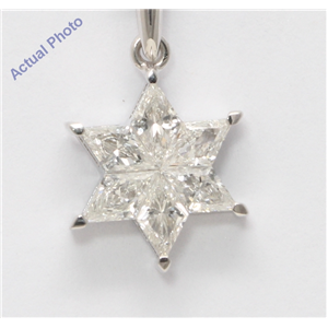 18k White Rhombus Diamond Multi-Stone Marquise Hexagram Star of David Pendant (0.84 Ct G-H VS Clarity)
