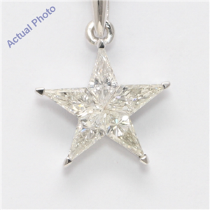 18k White Gold Kite Diamond Multi-Stone Set Star Shape Pentagram Pendant (0.69 Ct H VS2-SI1 Clarity)