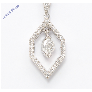 18k White Marquise Diamond Multi-Stone Vintage Prongs Setting & Round Pendant (0.4 Ct G VS2-SI1 Clarity)