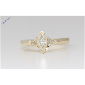 14k Yellow Gold 3 Stone Marquise Diamond 3-Stone Prongs Set & Triangle Ring (0.63 Ct H-I VS Clarity)