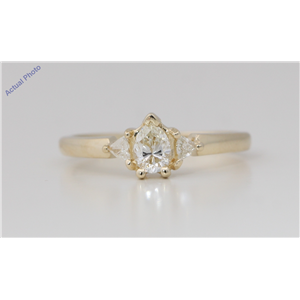 14k Yellow Gold 3 Stone Pear Diamond 3-Stone Prongs Set Marquise & Triangle Ring (0.62 Ct H-I VS Clarity)