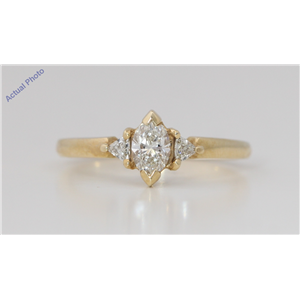 14k Yellow Gold 3 Stone Marquise Diamond 3-Stone Prongs Set & Triangle Ring (0.5 Ct H-I VS Clarity)