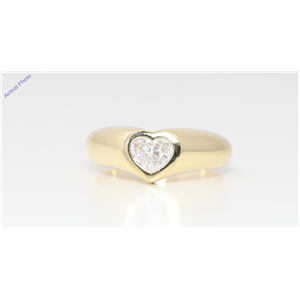 18k Yellow Gold Pear Diamond Two-Stone Invisible Setting Heart Shaped Solid Ring (0.42 Ct H SI1/2 Clarity)