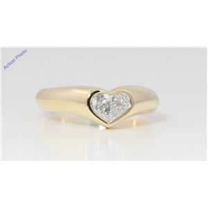 18k Yellow Gold Pear Diamond Two-Stone Invisible Setting Heart Shaped Solid Ring (0.4 Ct H VS Clarity)