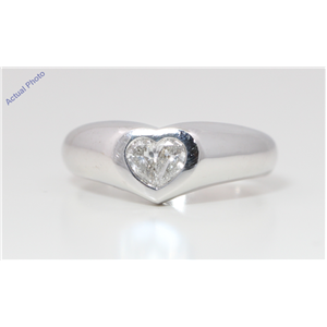 18k White Gold Pear Diamond Two-Stone Invisible Setting Heart Shaped Solid Ring (0.39 Ct H SI1 Clarity)