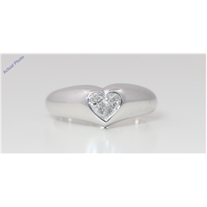 18k White Gold Pear Diamond Two-Stone Invisible Setting Heart Shaped Solid Ring (0.29 Ct G VS Clarity)