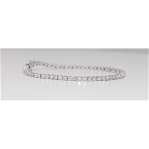 14k White Gold Round Diamond Multi-Stone Prongs Setting Flower Style Tennis Bracelet (1.02 Ct G SI Clarity)