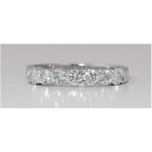 18k White Gold Round Diamond Multi-Stone Half-Eternity Prongs Setting Ring (0.8 Ct G VVS Clarity)