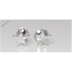 18k White Gold Kite Diamond Multi-Stone Set Star Shape Pentagram Studs (0.33 Ct G SI2 Clarity)