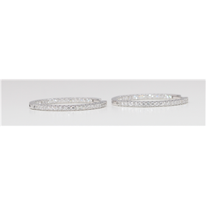 18k White Gold Round Diamond Multi-Stone Prongs Setting Inside Out Hoop Earrings (1.05 Ct G SI2 Clarity)