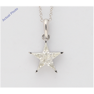 18K White Gold Kite Diamond Setting Multi-Stone Set Pentagram Star Necklace (0.34 Ct H Color Vs2-Si1 Clarity)