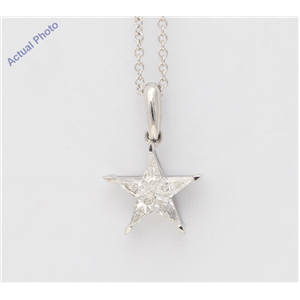 18K White Gold Kite Diamond Setting Multi-Stone Set Pentagram Star Necklace (0.32 Ct,G Color,Si2 Clarity)