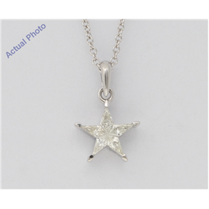 18K White Gold Kite Diamond Setting Multi-Stone Set Pentagram Star Necklace (0.18 Ct,I Color,Si2 Clarity)