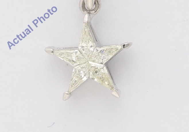 18K White Gold Kite Diamond Setting Multi-Stone Set Pentagram Star Necklace  (0.24 Ct,J Color,Si2 Clarity)