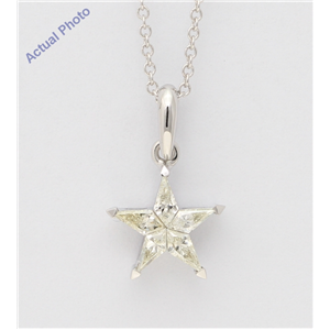18K White Gold Kite Diamond Setting Multi-Stone Set Pentagram Star Necklace (0.36 Ct,J Color,Vs Clarity)