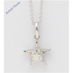 18K White Gold Kite Diamond Setting Multi-Stone Set Pentagram Star Necklace (0.29 Ct,J Color,Si1 Clarity)