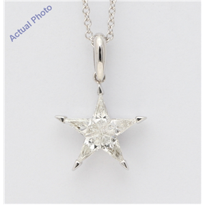 18K White Gold Kite Diamond Setting Multi-Stone Set Pentagram Star Necklace (0.45 Ct,H Color,Vs Clarity)
