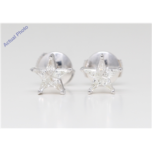 18K White Gold Kite Diamond Setting Multi-Stone Set Pentagram Star Earrings (0.3 Ct,I Color,Si3 Clarity)